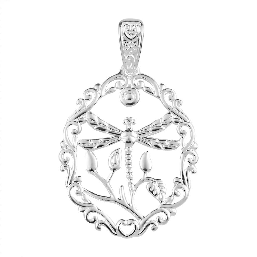 Sterling Silver Dragonfly Pendant Nature & Floral Design